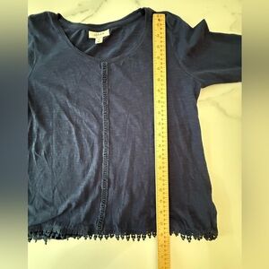 Style & Co. Dark Blue Top with Lacey trim. PS